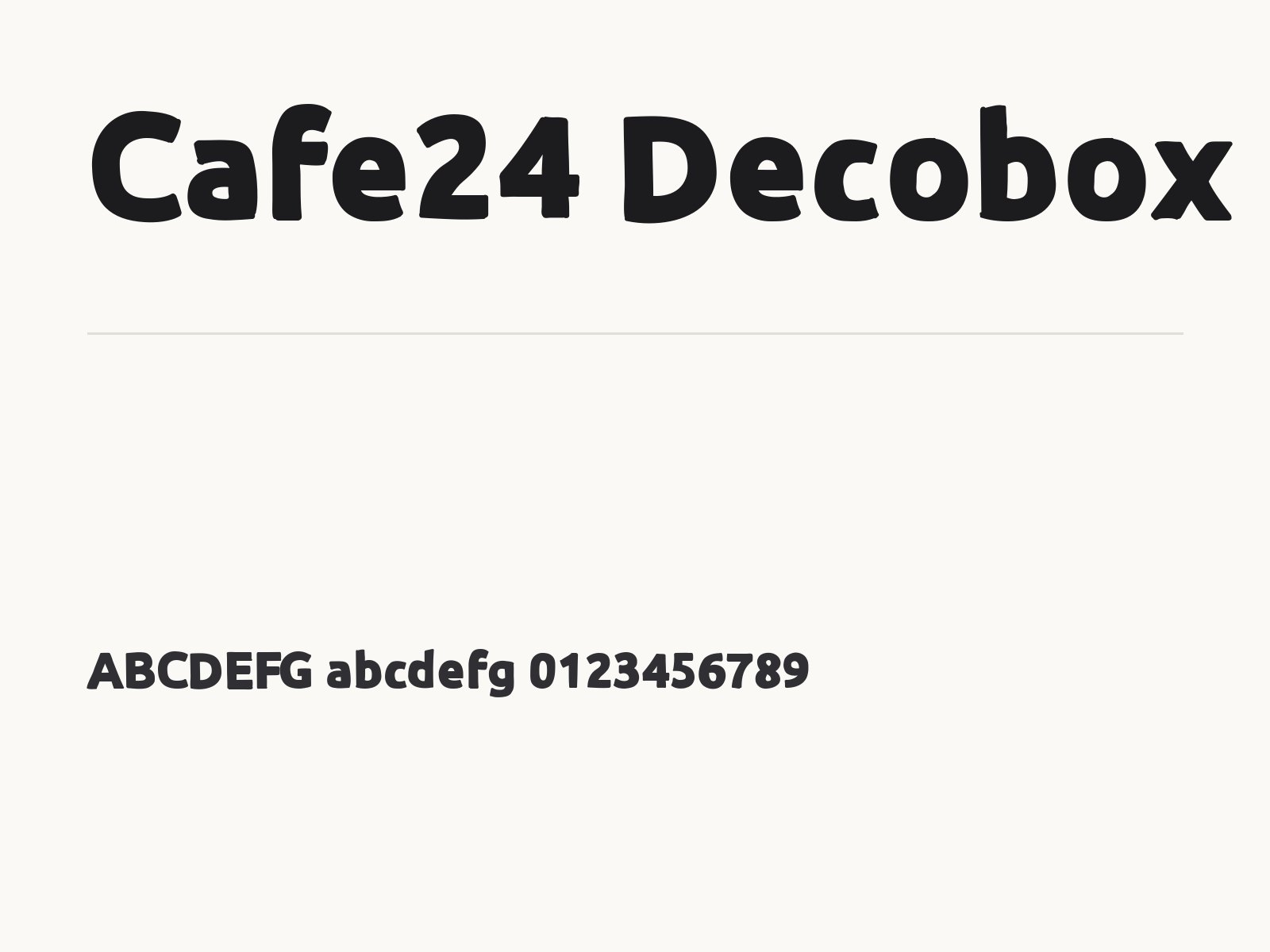 Cafe24 Decobox 무료 폰트 Cafe24 Decobox 전체 (글꼴 파일 1개) 미리보기