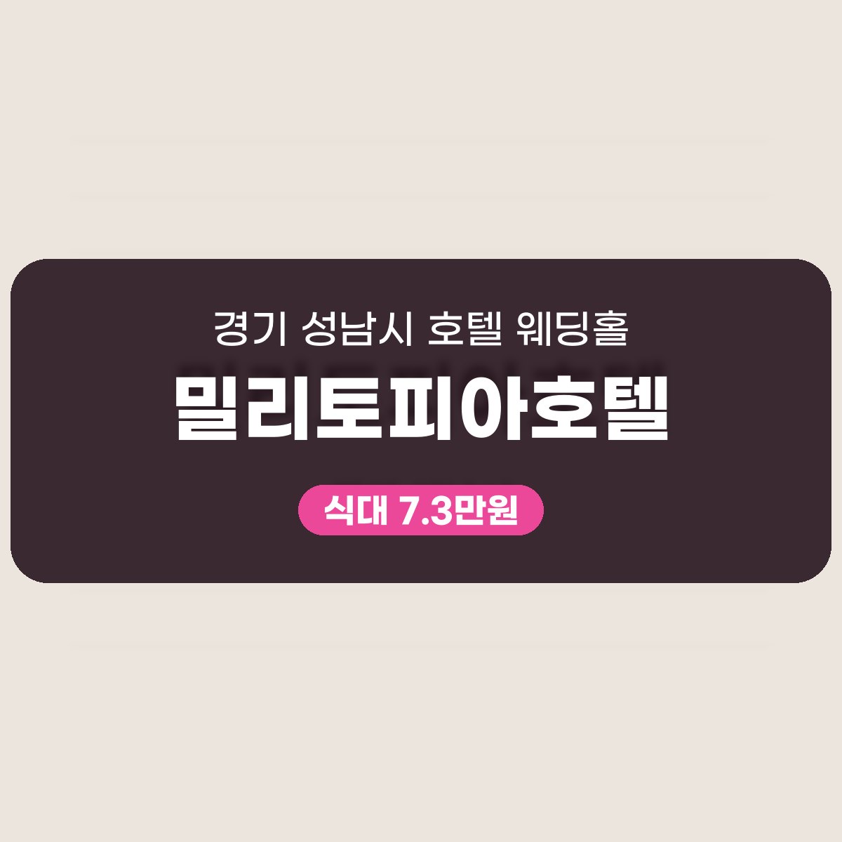 밀리토피아호텔 가격, 성남 3개 홀 보증 250명에 식대 7.3만원부터 대표 이미지