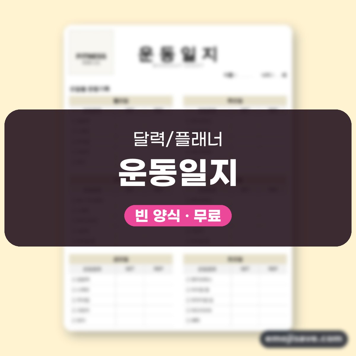 운동일지 양식 피트니스, 요일별 칸을 채우는 작성 예시 대표 이미지