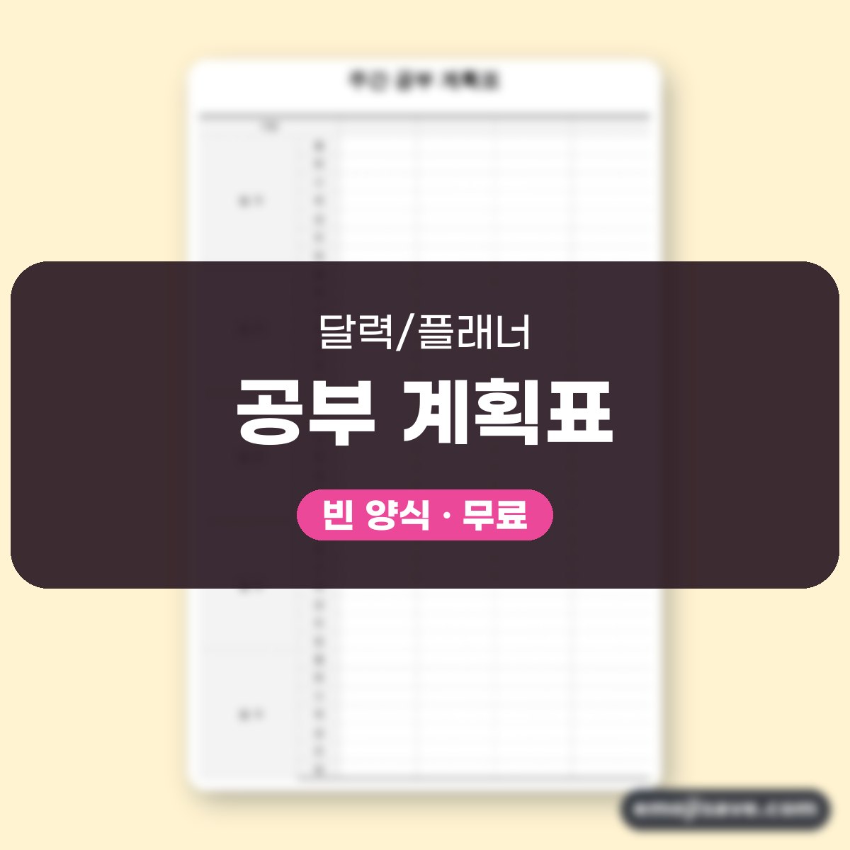 공부 계획표, 월 주와 요일 칸에 적는 학습 계획 작성 예시 대표 이미지