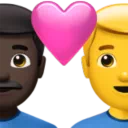 Couple With Heart - Man: Dark Skin Tone, Man: No Skin Tone