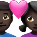Couple With Heart - Man: Dark Skin Tone, Woman: Dark Skin Tone