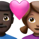 Couple With Heart - Man: Dark Skin Tone, Woman: Medium Skin Tone