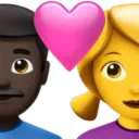 Couple With Heart - Man: Dark Skin Tone, Woman: No Skin Tone