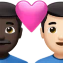 Couple with Heart: Man, Man, Dark Skin Tone, Light Skin Tone