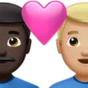 Couple with Heart: Man, Man, Dark Skin Tone, Medium-Light Skin Tone