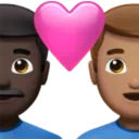 Couple with Heart: Man, Man, Dark Skin Tone, Medium Skin Tone