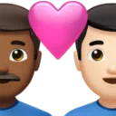 Couple with Heart: Man, Man, Medium-Dark Skin Tone, Light Skin Tone