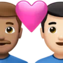 Couple with Heart: Man, Man, Medium Skin Tone, Light Skin Tone