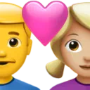Couple With Heart - Man: No Skin Tone, Woman: Medium-Light Skin Tone