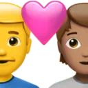 Couple With Heart: Man, Person, No Skin Tone, Medium Skin Tone
