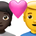 Couple With Heart: Person, Man, Dark Skin Tone, No Skin Tone