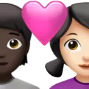 Couple With Heart: Person, Woman, Dark Skin Tone, Light Skin Tone
