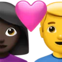Couple With Heart - Woman: Dark Skin Tone, Man: No Skin Tone