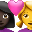Couple With Heart - Woman: Dark Skin Tone, Woman: No Skin Tone