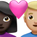 Couple with Heart: Woman, Man, Dark Skin Tone, Medium-Light Skin Tone