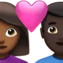 Couple with Heart: Woman, Man, Medium-Dark Skin Tone, Dark Skin Tone