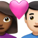 Couple with Heart: Woman, Man, Medium-Dark Skin Tone, Light Skin Tone