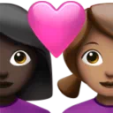 Couple with Heart: Woman, Woman, Dark Skin Tone, Medium Skin Tone