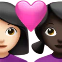 Couple with Heart: Woman, Woman, Light Skin Tone, Dark Skin Tone