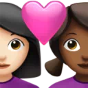Couple with Heart: Woman, Woman, Light Skin Tone, Medium-Dark Skin Tone