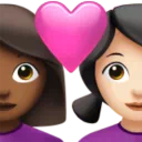 Couple with Heart: Woman, Woman, Medium-Dark Skin Tone, Light Skin Tone