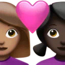 Couple with Heart: Woman, Woman, Medium Skin Tone, Dark Skin Tone
