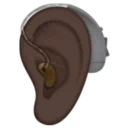 Ear with Hearing Aid: Dark Skin Tone