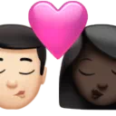 Kiss - Man: Light Skin Tone, Woman: Dark Skin Tone