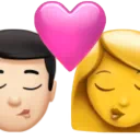Kiss - Man: Light Skin Tone, Woman: No Skin Tone