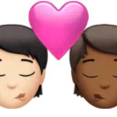 Kiss: Person, Person, Light Skin Tone, Medium-Dark Skin Tone