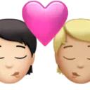 Kiss: Person, Person, Light Skin Tone, Medium-Light Skin Tone