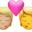 Kiss: Person, Person, Medium-Light Skin Tone, No Skin Tone