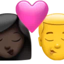 Kiss - Woman: Dark Skin Tone, Man: No Skin Tone