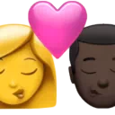 Kiss - Woman: No Skin Tone, Man: Dark Skin Tone