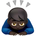 Man Bowing: Dark Skin Tone