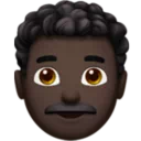 Man: Dark Skin Tone, Curly Hair