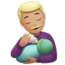 Man Feeding Baby: Medium-Light Skin Tone