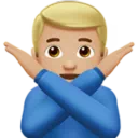 Man Gesturing No: Medium-Light Skin Tone
