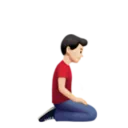Man Kneeling Facing Right: Light Skin Tone