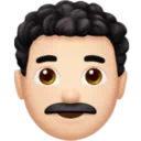 Man: Light Skin Tone, Curly Hair