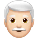 Man: Light Skin Tone, White Hair
