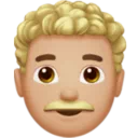 Man: Medium-Light Skin Tone, Curly Hair