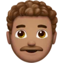 Man: Medium Skin Tone, Curly Hair