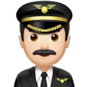 Man Pilot: Light Skin Tone