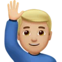 Man Raising Hand: Medium-Light Skin Tone