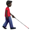 Man with White Cane Facing Right: Dark Skin Tone