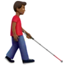 Man with White Cane Facing Right: Medium-Dark Skin Tone