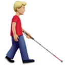 Man with White Cane Facing Right: Medium-Light Skin Tone