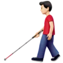Man with White Cane: Light Skin Tone